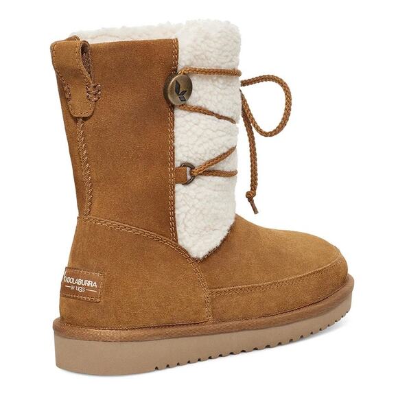 NIB Koolaburra by UGG 9 40 Michon Short Boots Bootie Suede Faux Fur Chestnut Tan - Picture 10 of 14